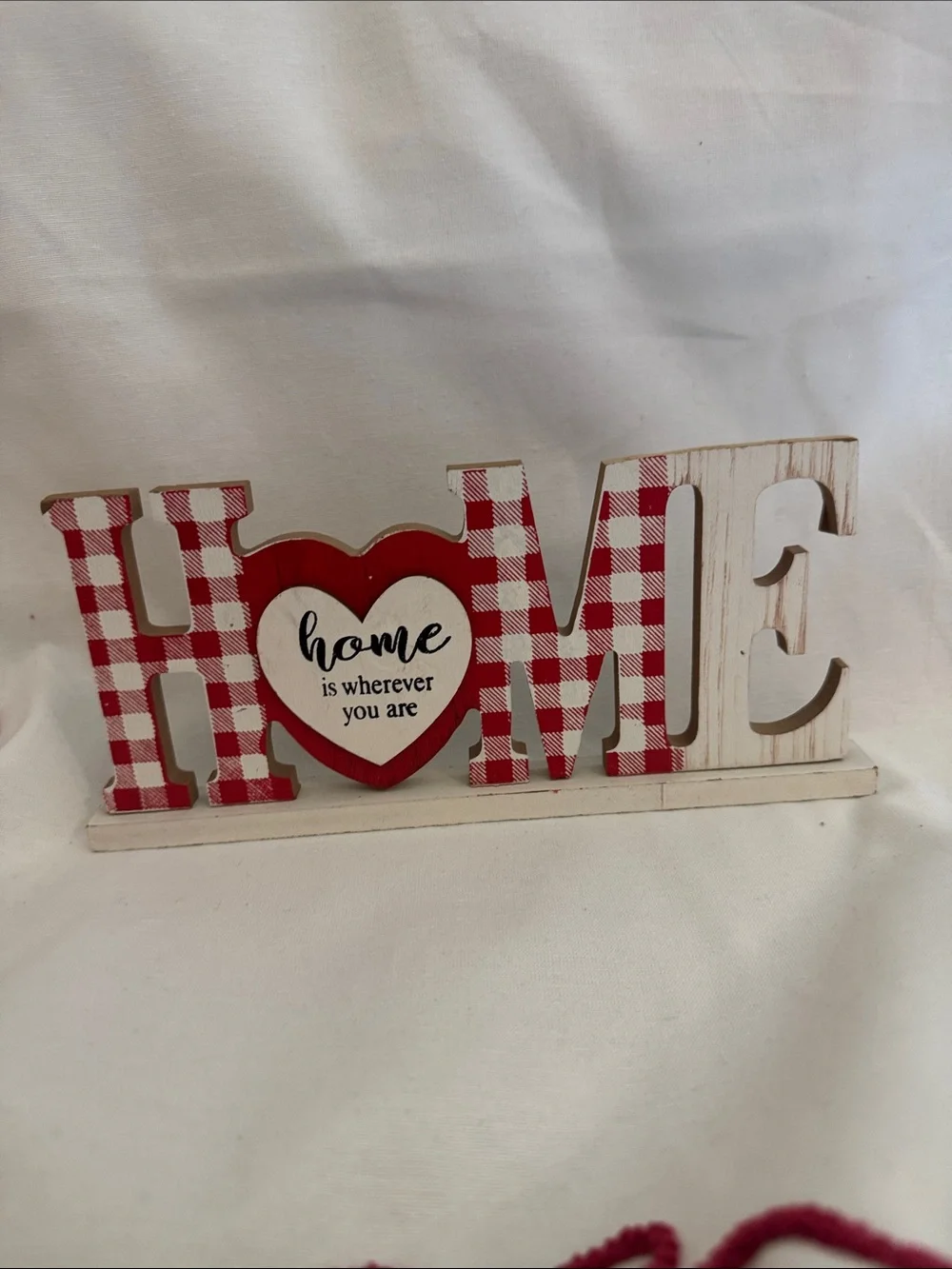 HOME Red and White Plaid Decorative Home Sign - Unbranded